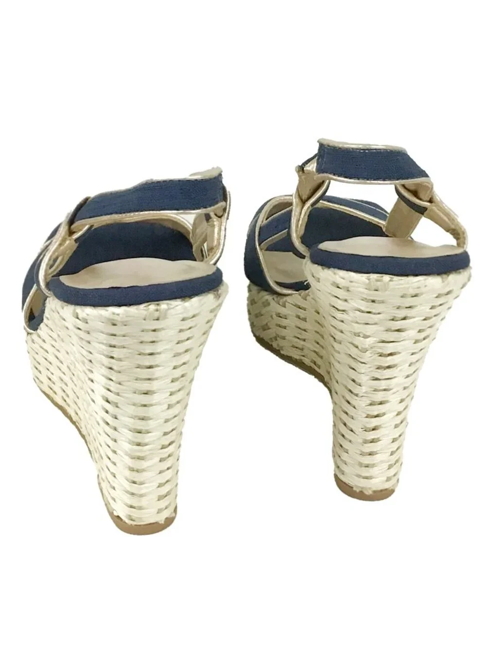 Lilly Pulitzer Navy Ashley Canvas Wedge Sandal NWOT